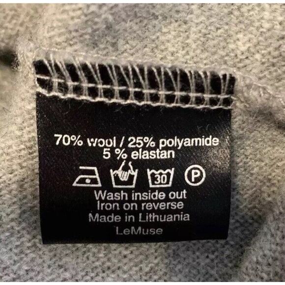 Le Muse Wool Blend Sweater Gray Dolman Sleeve Tie Collar Large - Picture 9 of 10